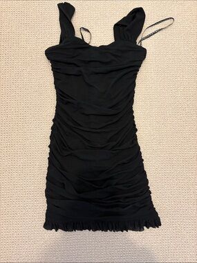 Katie J NYC Black Ruched Mini Dress